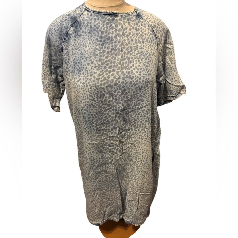 Topshop denim animal print short sleeve dress size 8